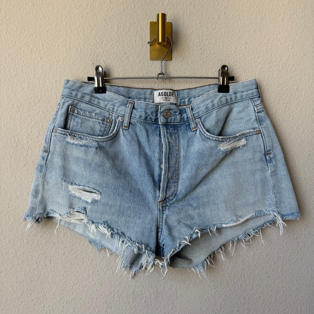 Agolde Parker Distressed Denim Shorts in Vintage Chopped Size 28 - Picture 3 of 7